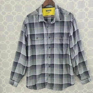 Eddie Bauer Gray Plaid Button Down Long sleeve Men's Shirt XL
